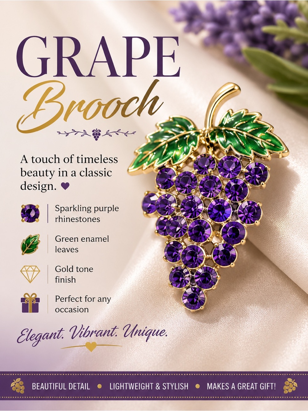 Gold-Tone Grape Broich